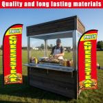 Buryeah 2 Sets Fresh Cheesesteak Feather Flag Pole Kit Banner for Business Advertising 7ft Fresh Cheesesteak Swooper Flag Sign with Flagpole Ground Stake Portable Bag for Outdoor Ground Outside