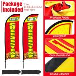 Buryeah 2 Sets Fresh Cheesesteak Feather Flag Pole Kit Banner for Business Advertising 7ft Fresh Cheesesteak Swooper Flag Sign with Flagpole Ground Stake Portable Bag for Outdoor Ground Outside