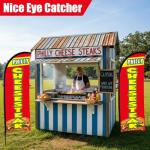 Buryeah 2 Sets Fresh Cheesesteak Feather Flag Pole Kit Banner for Business Advertising 7ft Fresh Cheesesteak Swooper Flag Sign with Flagpole Ground Stake Portable Bag for Outdoor Ground Outside