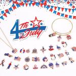 MARFOREVER Patriotic 4th of July Charms, 120 Pcs Independence Day Red White Blue Jewelry Making Charms American Flag Memorial Day Enamel Pendants for Bracelets Necklaces Earrings Craft
