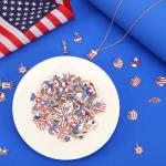 MARFOREVER Patriotic 4th of July Charms, 120 Pcs Independence Day Red White Blue Jewelry Making Charms American Flag Memorial Day Enamel Pendants for Bracelets Necklaces Earrings Craft