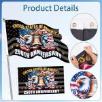250th Anniversary USA Flag, 1776-2026 Patriotic USA Anniversary 3x5 Ft Style Outdoor Flag, Liberty Bell Eagle Statue of Liberty Design (59" x 35.4")