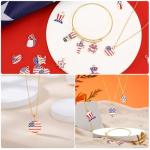 MARFOREVER Patriotic 4th of July Charms, 120 Pcs Independence Day Red White Blue Jewelry Making Charms American Flag Memorial Day Enamel Pendants for Bracelets Necklaces Earrings Craft