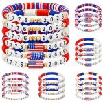 Highergo 24 Pcs 250th Anniversary USA Bracelet Bulk 4th of July Wristband American Patriotic Independence Day Party Favor Gift (Fresh)