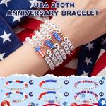 Highergo 24 Pcs 250th Anniversary USA Bracelet Bulk 4th of July Wristband American Patriotic Independence Day Party Favor Gift (Fresh)