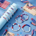 Highergo 24 Pcs 250th Anniversary USA Bracelet Bulk 4th of July Wristband American Patriotic Independence Day Party Favor Gift (Fresh)