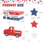 4th of July Decorations, 7 Pcs Patriotic Table Centerpieces Independence Day Tabletop Decorations Wood Faux Book Stack Truck Star Sign Farmhouse Decor for Tiered Tray Home Office Shelf Mantel
