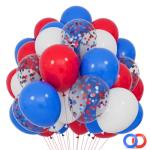Red White Blue Latex Balloons 68 Pack, 12 Inch Patriotic Balloons with Confetti, Party Decorations for 4th of July, Independence Day, Graduation, Birthday, Air Helium Fill.