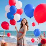 Red White Blue Latex Balloons 68 Pack, 12 Inch Patriotic Balloons with Confetti, Party Decorations for 4th of July, Independence Day, Graduation, Birthday, Air Helium Fill.