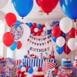 Red White Blue Latex Balloons 68 Pack, 12 Inch Patriotic Balloons with Confetti, Party Decorations for 4th of July, Independence Day, Graduation, Birthday, Air Helium Fill.