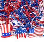 Moon Boat 72PCS 4th of July Accessories Necklaces: Blue White and Red Beads Bulk, Patriotic Party Independence Memorial Day Favors Toys Decorations