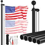 VEVOR 25ft Sectional Flagpole Kit, Heavy Duty Aluminum Alloy Flag Poles for Outside House in Ground, 3 Display Modes with 3x5 American Flag, Professional Accessories, Black
