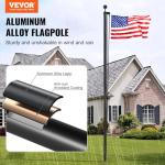 VEVOR 25ft Sectional Flagpole Kit, Heavy Duty Aluminum Alloy Flag Poles for Outside House in Ground, 3 Display Modes with 3x5 American Flag, Professional Accessories, Black