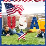 Seeloowy 6 Pcs 4th of July Decorations Outdoor Memorial Day Yard Signs Patriotic Party Yard Sign with Stakes Stars and USA Letter Independence Day Yard Decor for Home Lawn Patio Party Supplies