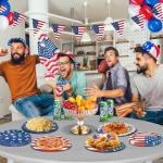 ITTEBISS 48Pcs 4th of July Plates, 4th of July Decorations American Flag Patriotic Party Supplies Disposable Paper Plates for Memorial Day Veterans Day Independence Day Party Decorations