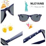NLEYANB 8 Packs Wholesale Party American Flag USA Independence Day Sunglasses Bulk for Women Men UV400 (White-Blue)