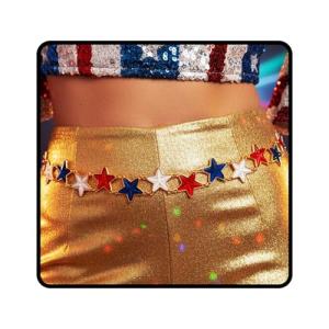 ELABEST Rhinestone Chain Belt Crystal Waist Belt Statement Diamond Patriotic Star Belly Jewelry