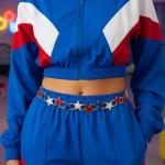 ELABEST Rhinestone Chain Belt Crystal Waist Belt Statement Diamond Patriotic Star Belly Jewelry