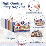 50Pcs American 4th of July Independence Party Oval Paper Plates 11 Inch Patriotic Poppy Flower Plates and Napkins for Memorial Day Decorations Disposable Serves Trays for Labor Veterans Party Supplies