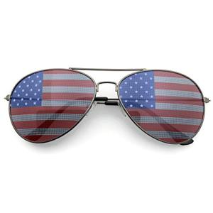 grinderPUNCH® American Flag Aviator Sunglasses Glasses Gunmetal Color