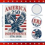 250 Year American Anniversary Flag 1776-2026 Commemorative Double-Sided Patriotic Independence Banner Patriotic Eagle Design Outdoor Yard Décor, Waterproof Flag for Lawn Garden 12x18 Inch