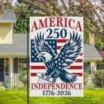 250 Year American Anniversary Flag 1776-2026 Commemorative Double-Sided Patriotic Independence Banner Patriotic Eagle Design Outdoor Yard Décor, Waterproof Flag for Lawn Garden 12x18 Inch