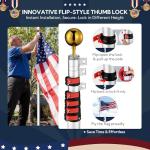 Yescom EZ GO 20ft Telescopic Flag Pole Kit Upgrade Rotating Lock Aluminum Flagpole Set for Outside House Inground Outdoor Camper RV Tailgate Residential Commercial with 3x5' US Flag Ball Top, Silver