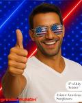 grinderPUNCH® American Flag Aviator Sunglasses Glasses Gunmetal Color
