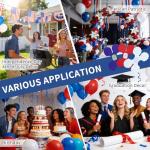 4th of July Party-Decorations - Fourth of July Streamers Birthday Patriotic Memorial Veterans Day Garland, Independence American Graduation Four-Leaf Clover Banner, Red White Blue USA Decor Garsellen