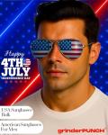 grinderPUNCH® American Flag Aviator Sunglasses Glasses Gunmetal Color