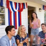 4th of July Party-Decorations - Fourth of July Streamers Birthday Patriotic Memorial Veterans Day Garland, Independence American Graduation Four-Leaf Clover Banner, Red White Blue USA Decor Garsellen