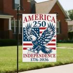 250 Year American Anniversary Flag 1776-2026 Commemorative Double-Sided Patriotic Independence Banner Patriotic Eagle Design Outdoor Yard Décor, Waterproof Flag for Lawn Garden 12x18 Inch