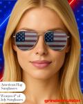 grinderPUNCH® American Flag Aviator Sunglasses Glasses Gunmetal Color
