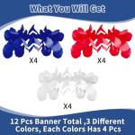 4th of July Party-Decorations - Fourth of July Streamers Birthday Patriotic Memorial Veterans Day Garland, Independence American Graduation Four-Leaf Clover Banner, Red White Blue USA Decor Garsellen