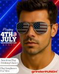grinderPUNCH® American Flag Aviator Sunglasses Glasses Gunmetal Color