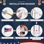 Yescom EZ GO 20ft Telescopic Flag Pole Kit Upgrade Rotating Lock Aluminum Flagpole Set for Outside House Inground Outdoor Camper RV Tailgate Residential Commercial with 3x5' US Flag Ball Top, Silver