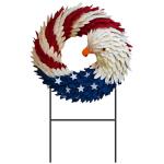 Amyhill 4th of July Outdoor Decor Patriotic Eagle Metal Garden Stakes 250th Anniversary Welcome Yard Signs Decorations Red White Blue Garden Stakes for Independence Memorial Patio Lawn Walkway Outside
