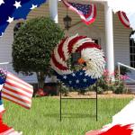 Amyhill 4th of July Outdoor Decor Patriotic Eagle Metal Garden Stakes 250th Anniversary Welcome Yard Signs Decorations Red White Blue Garden Stakes for Independence Memorial Patio Lawn Walkway Outside