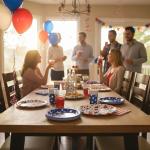 120pcs Patriotic Paper Plates Napkins Party Supplies Disposable 10" x 12" Large Heavy Oval Paper Plates American Flag Themed Tableware Set for Presidents' Day, Memorial Day, 4th of July Decorations