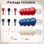 Red White Blue Balloons Arch Kit, Double Stuffed Dark Ruby Red Navy Blue Ivory White Balloons Garland for Patriotic Baseball Graduation Nautical Birthday Party Independence Day Decoration