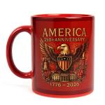 NineRoms America's 250th Anniversary Mug (1776-2026) - 11oz Patriotic Commemorative Ceramic Coffee Cup, Vibrant Print with Eagle, Liberty Bell, Dishwasher & Microwave Safe, Gift for 4th of July (Red)