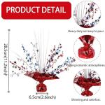6 PCS 4th of July Table Centerpiece Metallic Foil Spary Red Blue Silver Star Table Decorations Independence Day Centerpieces for 4th of July American National Day Patriotic Theme Party Supplies