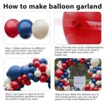 Red White Blue Balloons Arch Kit, Double Stuffed Dark Ruby Red Navy Blue Ivory White Balloons Garland for Patriotic Baseball Graduation Nautical Birthday Party Independence Day Decoration