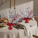 6 PCS 4th of July Table Centerpiece Metallic Foil Spary Red Blue Silver Star Table Decorations Independence Day Centerpieces for 4th of July American National Day Patriotic Theme Party Supplies