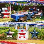Pickmesh 3 Pcs Metal 4th of July Yard Signs 27.8'' H Barn Garden Stakes Star Outdoor Waterproof Patriotic USA Flag Lawn Signs for Memorial Day Independence Day Patio Walkway Pathway Decorations