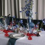 6 PCS 4th of July Table Centerpiece Metallic Foil Spary Red Blue Silver Star Table Decorations Independence Day Centerpieces for 4th of July American National Day Patriotic Theme Party Supplies
