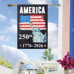 America 250 Anniversary Flag - 12x18 Inch Double Sided Outdoor Patriotic Banner with Statue of Liberty, 4th of July Decorations for US 250th Celebration, USA 250 Merchandise, Commemorative 1776-2026