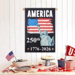 America 250 Anniversary Flag - 12x18 Inch Double Sided Outdoor Patriotic Banner with Statue of Liberty, 4th of July Decorations for US 250th Celebration, USA 250 Merchandise, Commemorative 1776-2026