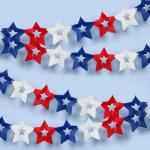 xo, Fetti Red, White + Blue Paper Star Banner | Set of 2, 10ft | 4th of July Banner, USA Decorations, America Party Backdrop, Patriotic Photo Booth Supplies