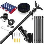 LETSTRY 6FT Black Flag Pole Kit for Outside House with American Flag & Solar Light,1" Thickened Stainless Steel Wall Mount Flagpole with 180°Adjustable Bracket for Residential Outdoor PorchPorch